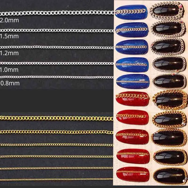 

Swagpick 20cm 0.8mm-2.0mm nail chain Fashion design DIY Colored metal Small Chain for Tips Nail Art Decorations