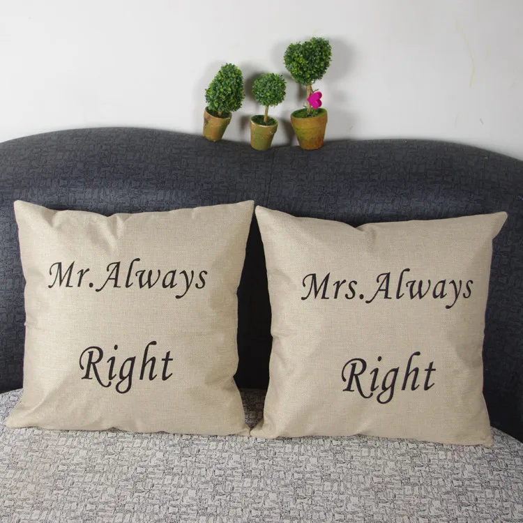 

Couples mr/mrs Seat Cushion Without Core European Decorative Home Decor Sofa Chair Throw Pillows Decorate Pillow Cushions 45*45c