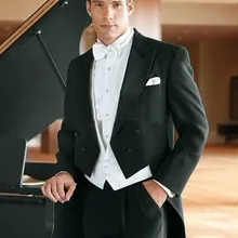 Черный деловой пиджак в стиле ласточкин хвост с острым отворотом белый жилет галстук-бабочка, выполненный на заказ костюм для жениха 3 шт. Мода Terno Masculino