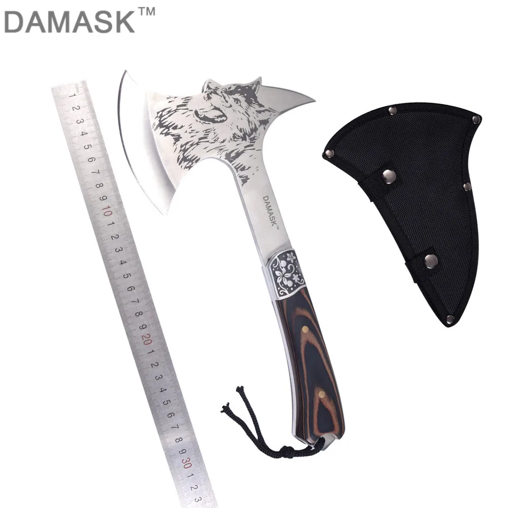 DAMASK Camping Axe Outdoor Survival Hatchet Hunting Self Defense Axe Shock Reduction Chopping