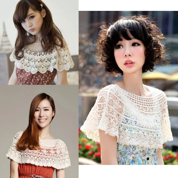 

New fashion women's cotton crochet hollow out shawl,hook flower cape tops openwork smock waiscoat
