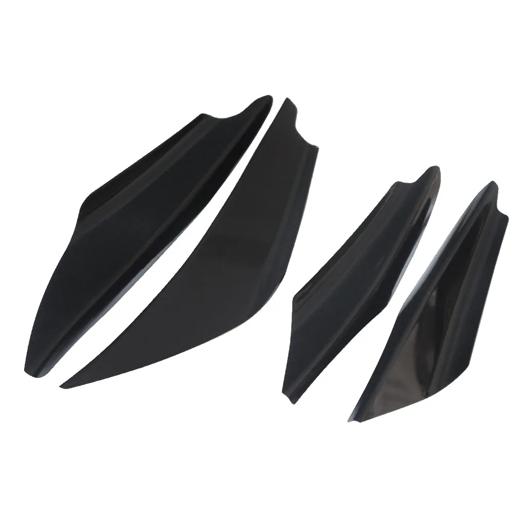 4Pcs Carbon Fiber Universal Car Front Bumper Body Canards Splitters Fins Lip Kit with Adhesive Black