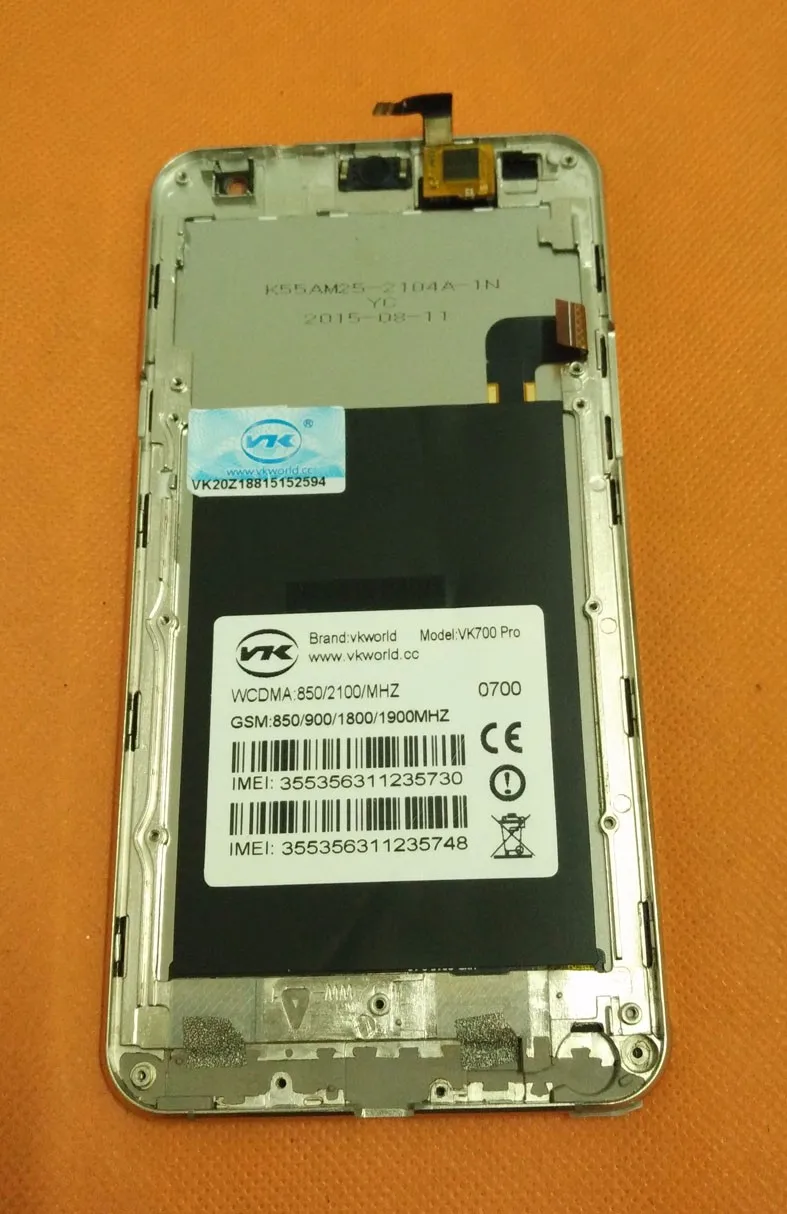 

Used Original LCD Display +Digitizer Touch Screen+ Frame for VKWorld VK700 Pro MTK6582 Quad Core 5.5" HD 1280x720 Free shipping