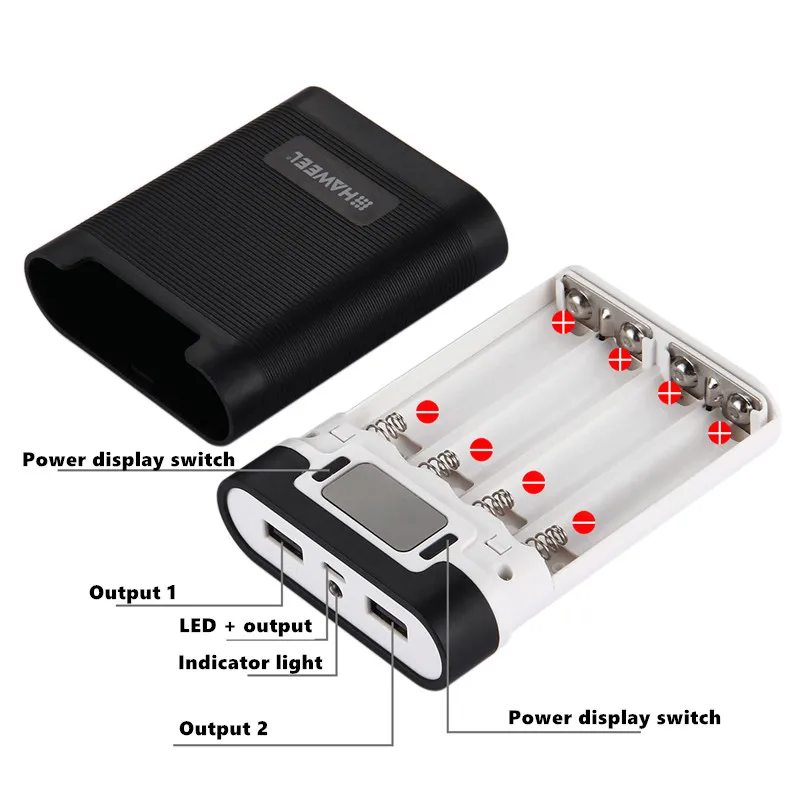 

New Smart Power Charger 5V 2A Power Bank Case C4 X 18650 Li-ion Battery Portable DIY Powerbank Box Charger For 18650 Battery