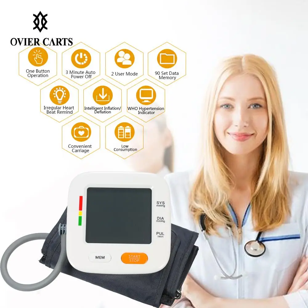 

AlphagoMed Electronic Blood Pressure Medical Pulse Oximeter Monitoring Upper Arm Portable Heart Rate Sphygmomanometer