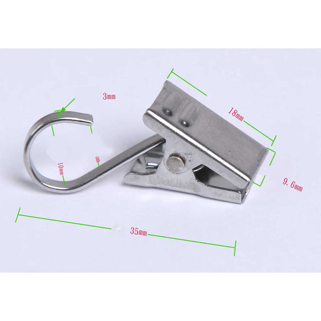 30Pcs Heavy Duty Curtain Drapery Clips with Hook Spring Clamps Hanging Clips Carrier Silver 35mm