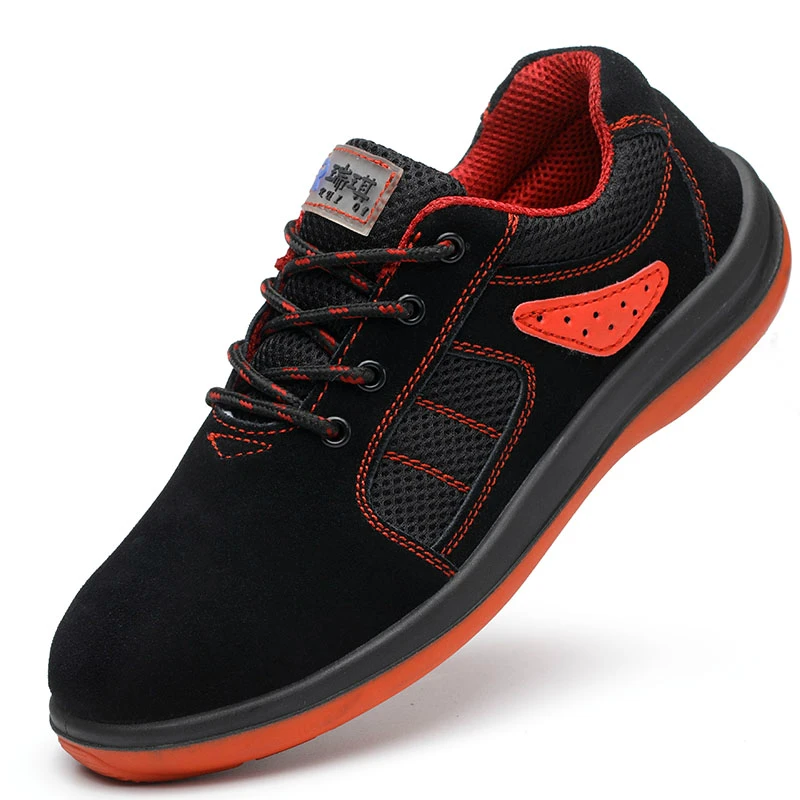 

plus size men's breathable steel toe cap working safety shoes shoes construction site worker shoe soft leather security boots