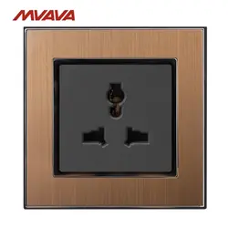 Mvava 10A многофункциональный стены Мощность универсальная розетка Plug 110-250 В декоративные колодка Атлас Металл золото Бесплатная доставка