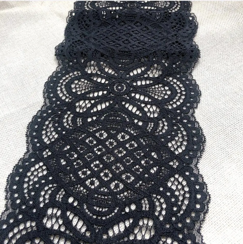 1 метр черная эластичная кружевная отделка для DIY аксессуары пошива одежды аппликация французская сетка эластичная кружевная ткань отделка 16,5 см