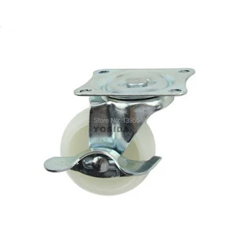 

New 2''Durable Nylon Rubber Wheel of Industry Plate Castors Furniture Rolling Universal Wheel With Brake Computer Chair Castor