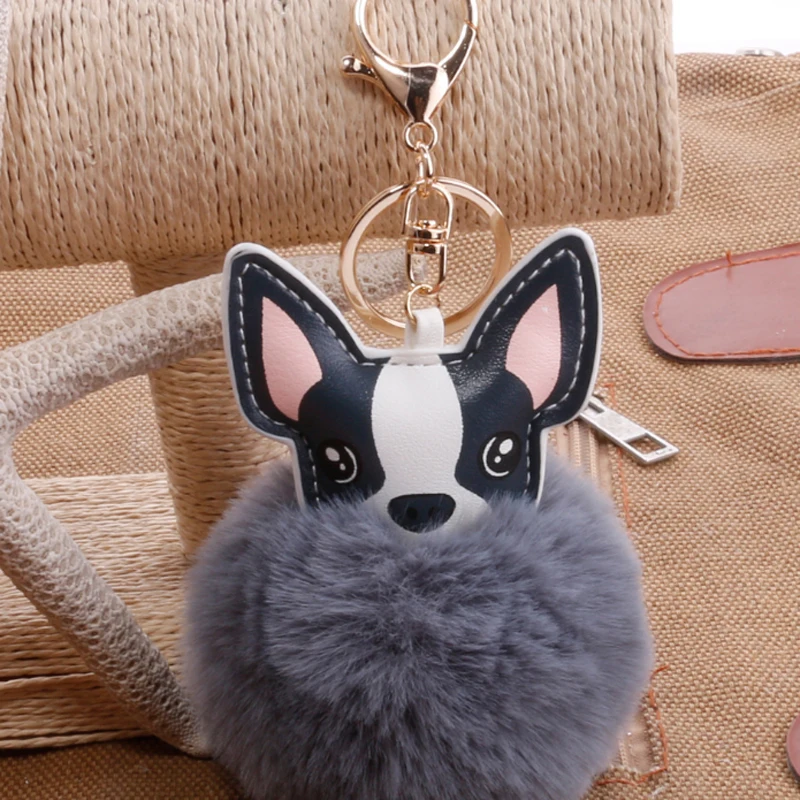 

Little Dog Cute Kawaii Animal Pendant Keychain Key Ring Bag Car Key Decoration Party Small Gift Present to Friend Black White
