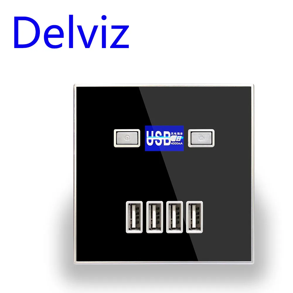 Зарядное устройство Delviz кристальная панель 4 отверстия 3 А usb 5 В 86 мм * квадратная