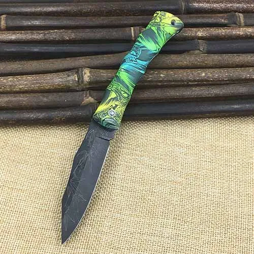 Крутой череп с рисунком призрака ABS ручка складной нож Походный нож для выживания карманный Фруктовый нож модный красивый Подарочный нож - Цвет: Colors Snake