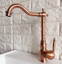 Swivel Spout Water Tap Antique Red Copper Single Handle Single Hole Kitchen Sink & Bathroom Faucet Basin Mixer Tap anf407