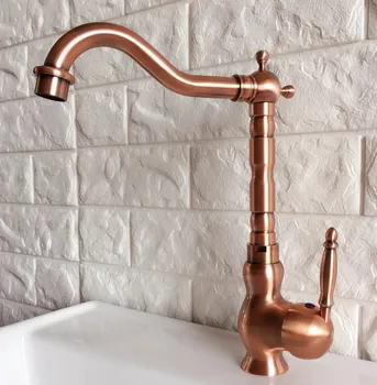 Swivel Spout Water Tap Antique Red Copper Single Handle Single Hole Kitchen Sink & Bathroom Faucet Basin Mixer Tap anf407 vintage copper sink faucet water tap