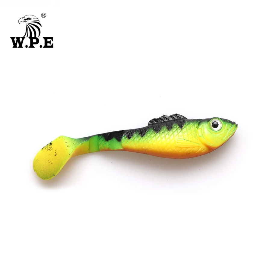 W.P.E 5pcs/pack 80mm Soft Lure Swimbaits 3D eyes Bionic Fishing Lure Shake Silicone Soft Body Lure Wobblers Fishing Tackle