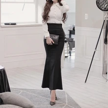 Индивидуальная Женская оборка в виде рыбьего хвоста труба ласточкин хвост Высокая талия Элегантный тонкий Bodycon миди юбка Размер XXS-8XL макси длинные юбки