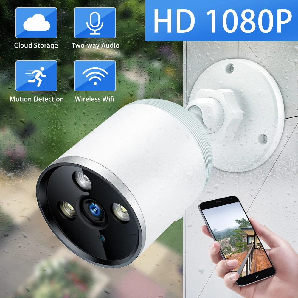 

SDETER Wireless 1080P IP Camera Outdoor Waterproof Bullet Security Camera Wifi CCTV Camera Night Vision Cloud P2P Two Way Audio