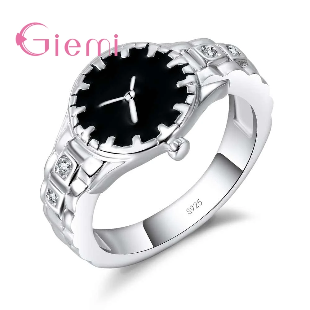 

New Fashion Watch Style Friendship Ring Women Simple Cute Love Ring Jewellery Feminino 925 Sterling Silver jewelry