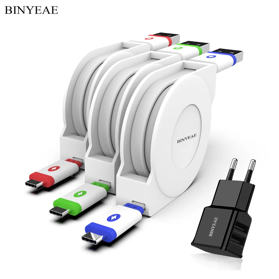 1m/2m/3m USB Type C Retractable Charger Cable For Samsung Galaxy Note 8 9 A3 A5 A7 2017 Phone USB-C Charging Cabel | Мобильные