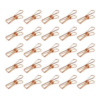 

Pack of 25 Rose Gold Small Metal Clips - Multi-Purpose Clothesline Utility Clips