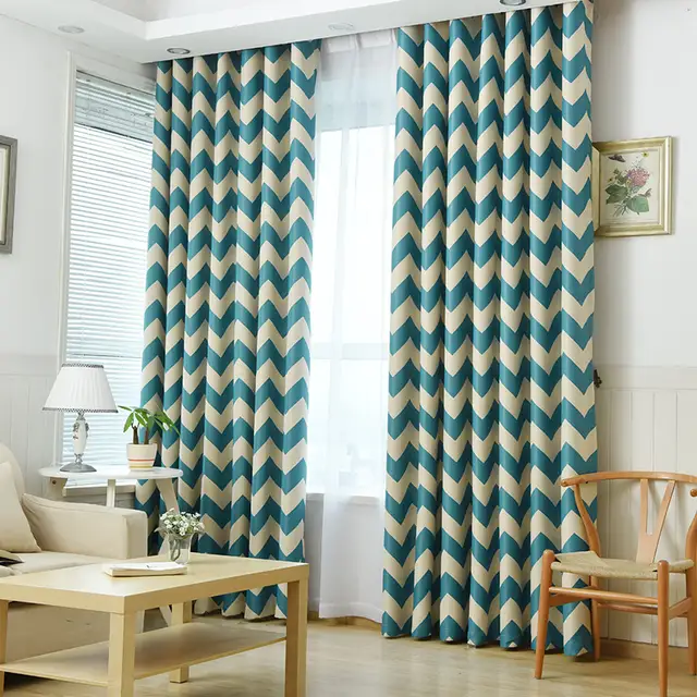 Ready Made Chinese Curtains For Living Room Bedroom Chevron Design