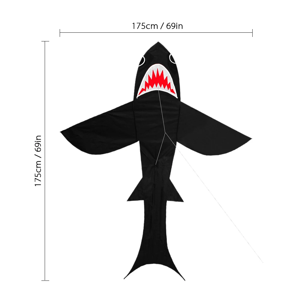 69*69 дюймов одиночная линия Акула кайт для детей и взрослых открытый пляж Летающий Кайт с веревкой и ручкой