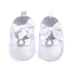 Обувь для новорожденных с бантиками на день рождения и свадьбу, Белая обувь для девочек, хлопковая мягкая обувь принцессы, обувь для малышей