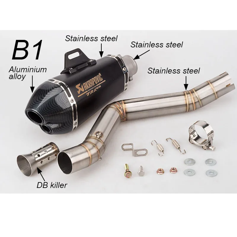Мотоцикл Akrapovic выхлопная труба TRK502 выхлопная труба TRK502 средняя секция углеродное волокно выхлопная труба с дБ убийца для TRK502 - Цвет: B1