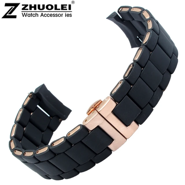 20mm 23mm NEW Black Mens Gomma di Silicone Orologio Subacqueo Fascia Della Cinghia Bracciali In Oro
