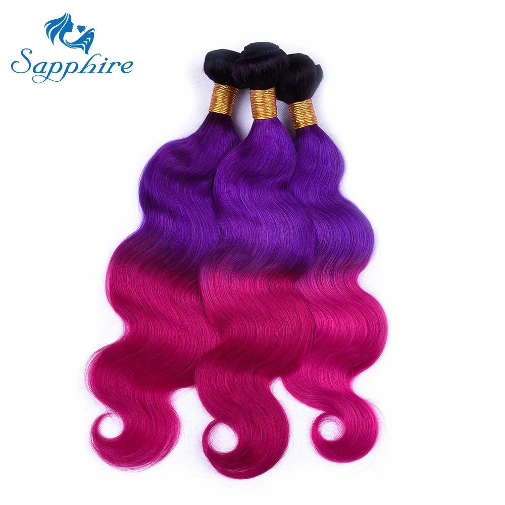 Sapphire Brazilian Tb/purple/rose Pink Human Hair 4 Bundles Body Wave Human Hair Ombre 16''28