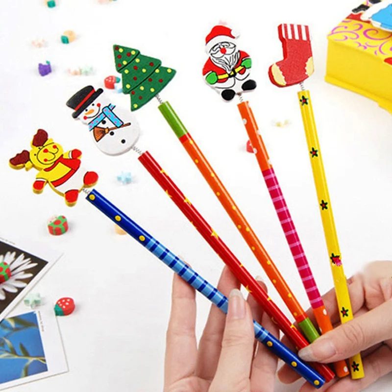 

2Pcs/Set Novel Cartoon Stationery HB Office Learning Gift Creative Pencil Christmas Gift To Send Children Random Colors