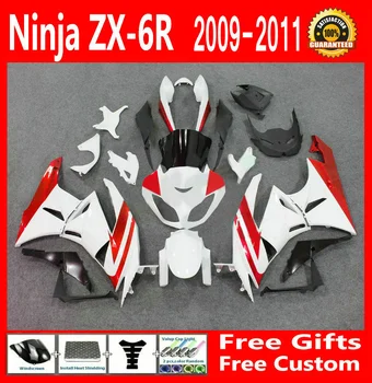 

g51 White&Red ZX-6R 2009 2010 2011 Fairing kit For Kawasaki ninja ZX6R 09 10 /11 (Shipping EMS free) Fairings