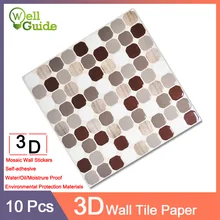 10pcs Wall paper 3D Marble mosaic Brick Self-Adhesive Wall Stickers Waterproof DIY Kitchen Bathroom Home PU Wall paper 10pcs Wall paper 3D Marble mosaic Brick Self-Adhesive Wall Stickers Waterproof DIY Kitchen Bathroom Home PU Wall paper