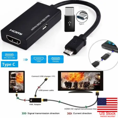 

192KHz Digital Audio / 60Hz HD Video Micro USB To HDMI Cable Adapter For Android Phone LG Huawei Samsung Sony HTC Tablet TV