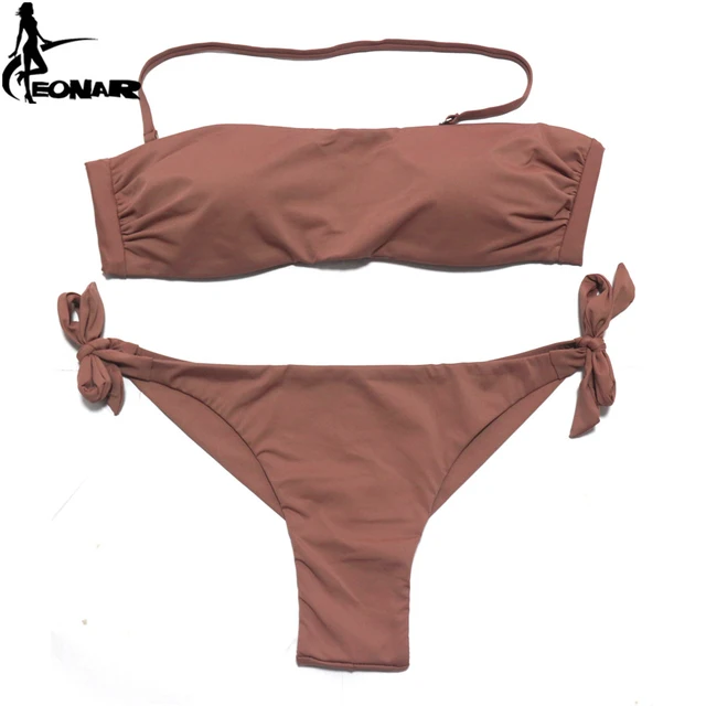 US $10.51 EONAR Bikini 2020 Solid Women Swimsuit Brazilian Cut Bottom Bikini Set Push Up Swimwear Femme Bathi
