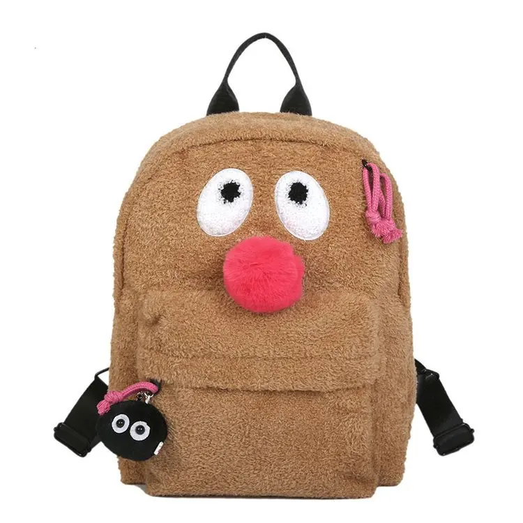 

Harajuku Playful Red Nose Clown Plush Backpack Unisex Travel Bag Girls Shoulder Bag Fashion Backpack Mochilas