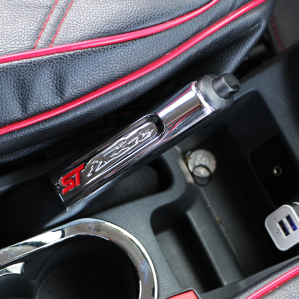 Стайлинга автомобилей интерьера ABS Chrome ручной тормоз защиты отделкой ручной тормоз крышка Стикеры для Ford Fiesta MK7 2009 2010 2011 2012 2013