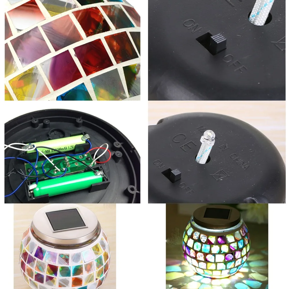 Bola de Vidro Movido a Energia Lâmpadas à Prova Luz ao ar Nova Mosaico Solar Jardim Luzes Coloridas Mudar Quintal Varanda d' Água Livre Indoor 9 Varanda Lâmpadas À Prova D' Água Luz Ao Ar Livre Indoor