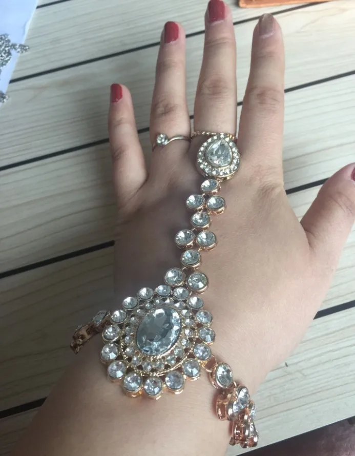 Новинка ручной работы Kundan камни ручной цепи ручной работы ювелирные изделия matha Panja браслет