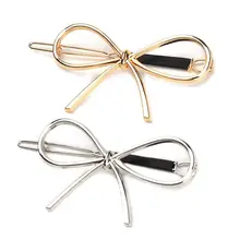 5 шт., Корейская Минималистичная матовая металлическая заколка для волос для женщин, девочек, милые открытые заколки с бантиком, геометрические заколки для волос