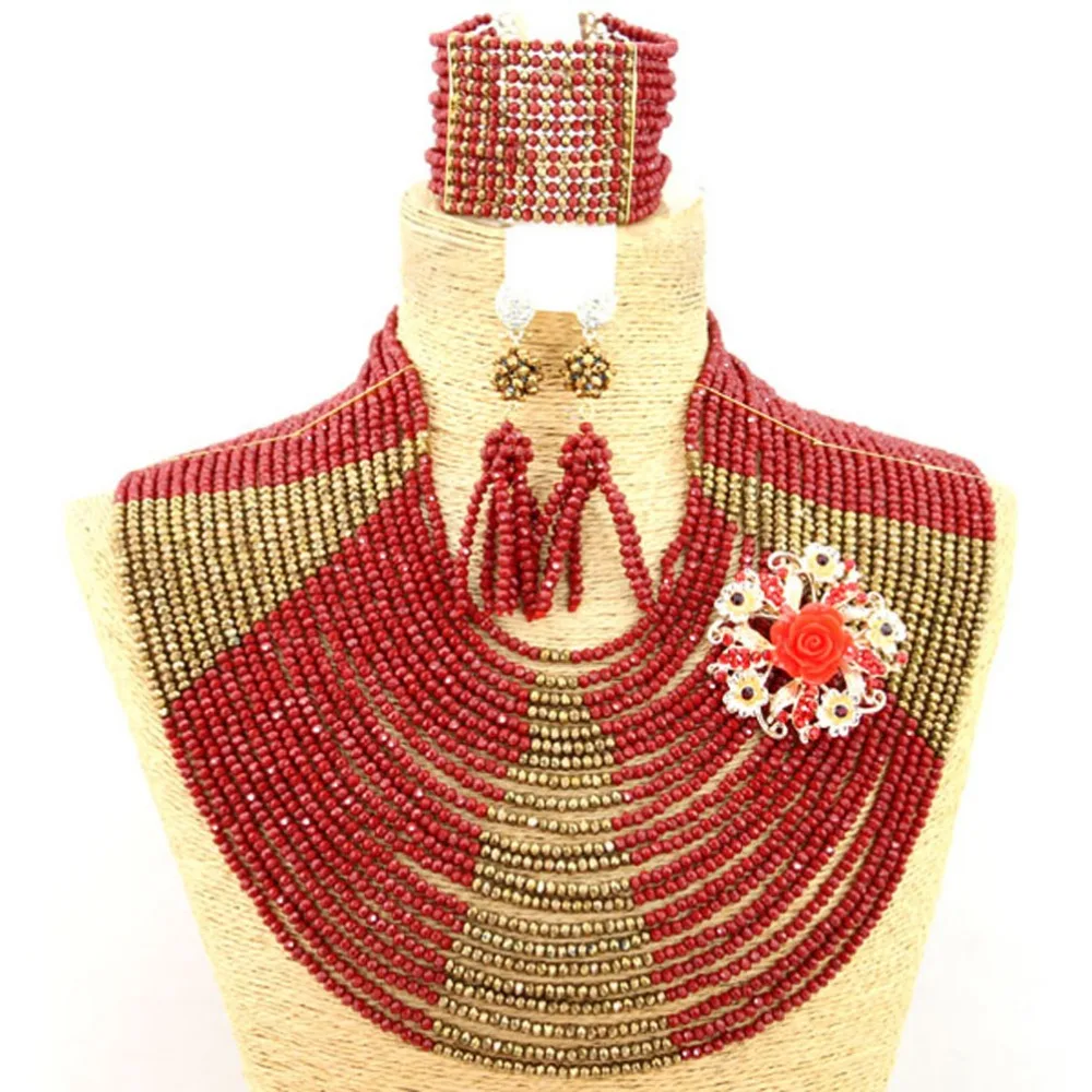 

African beads necklace sets jewelry set for wedding nigerian bridal fashion necklace sets for party new designs