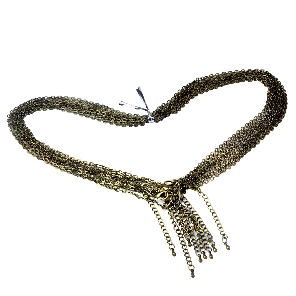 Chanfar O 모양 링크 청동 목걸이, 랍스터 걸쇠 체인 포함, 50cm 체인 파인딩, DIY 쥬얼리 제작 액세서리, 도매, 10 개