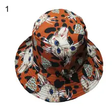 Модная Двусторонняя хлопковая Панама унисекс с рисунком кота шляпа рыбака для путешествий