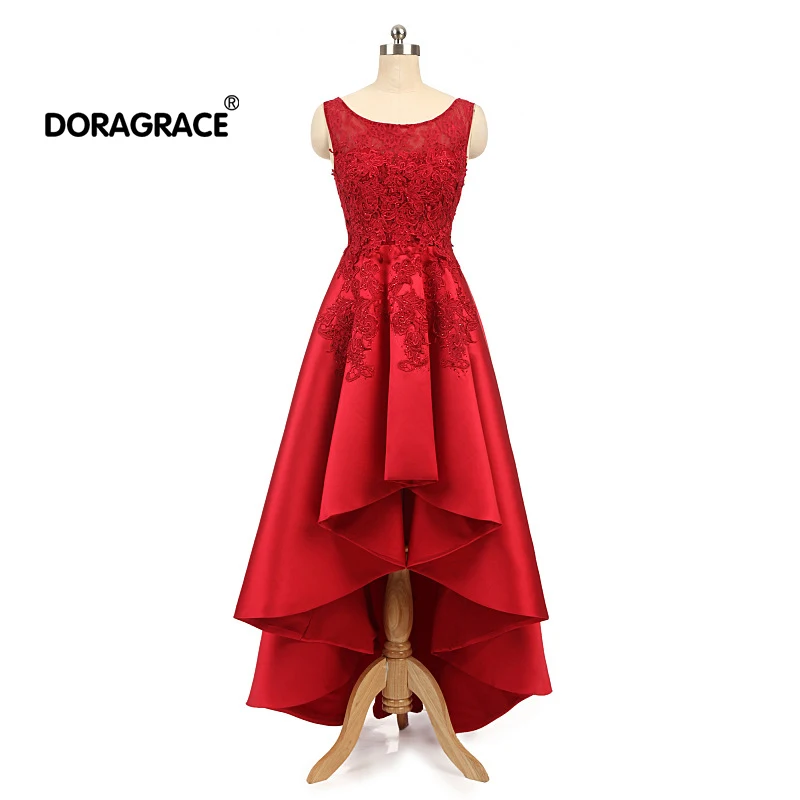 Doragrace robe de soiree в наличии Гламурная аппликация кружева красные платья для