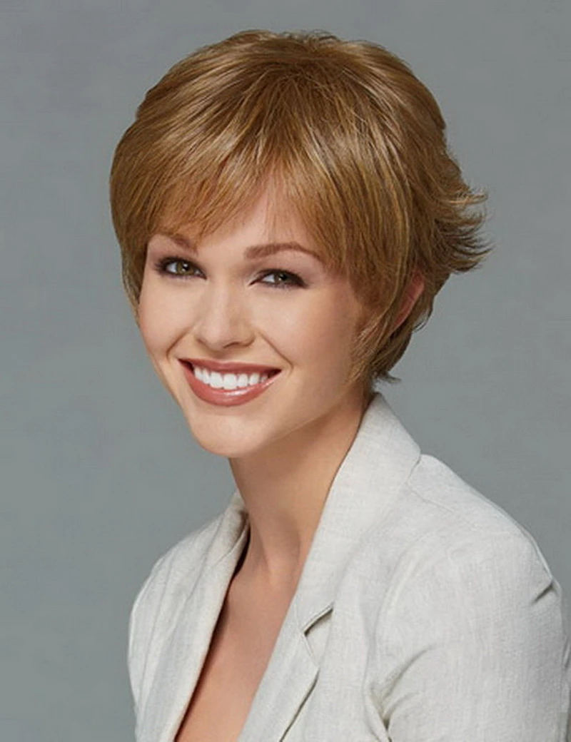

8inch African American Short Blonde Wig For Women Little Puffy Heat Resistant Synthetic Natural Hairstyle With Bangs Free Ship
