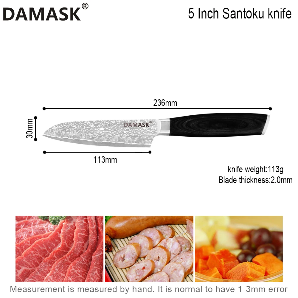 Дамаск набор ножей из дамасской стали комплект из 3 предметов Кухня Пособия по кулинарии ножей набор шеф-повар Santoku для очистки овощей Ножи 67 Слои VG10 Япония Дамасская столовые приборы