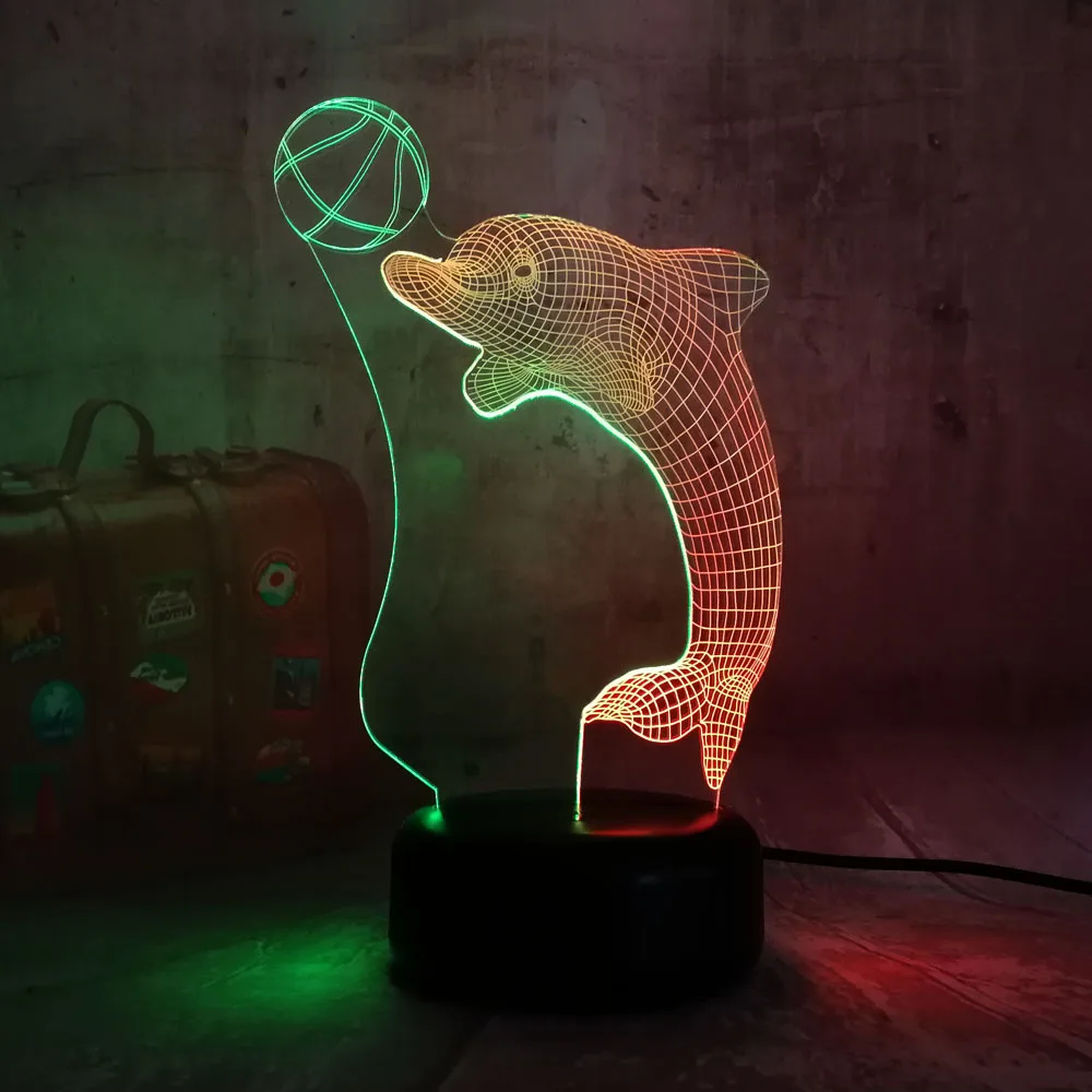 Новинка милый Дельфин игровой шар 3D LED ночник Lihgt 7 цветов смешанные два цвета s Beauty