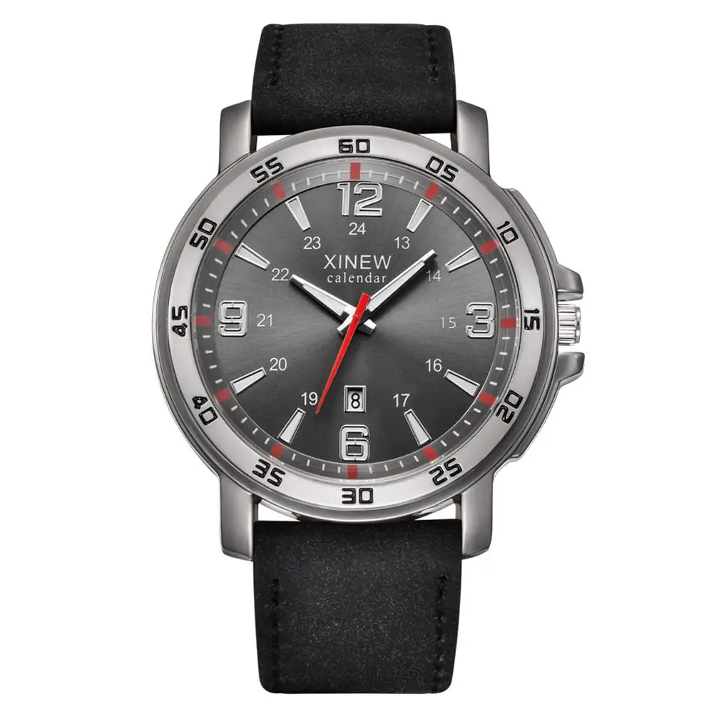 

Men Fashion Round Dial Calendar Faux Leather Band Analog Quartz Wrist Watches relogio masculino