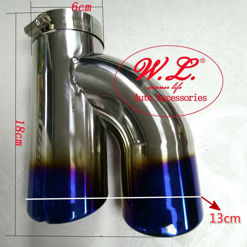 

New 1 Into 2 Auto Muffler Inlet 60mm Stainless Tube Modified car exhaust with extension tube For Skoda Octavia